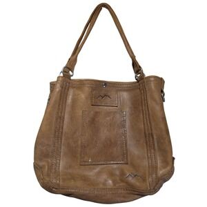 Limitless Tan Leather Heavy Tote Bag‎ Distressed Boho Shoulder Bag No Strap